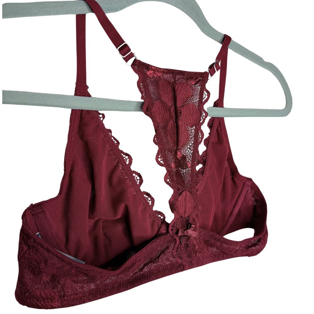 Aerie Happy Lace Floral Racerback Underwire Bralette Red Size 34A Intimates Bra - Picture 7 of 11